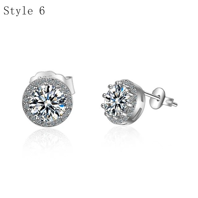 925 Sterling Silver Earrings Stud for Women Solid Silver Jewelry Earrings Bling CZ Zircon Stone Stud Brincos Bridal Wedding 6
