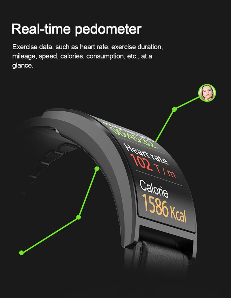 completo ppg pressão arterial precisa monitor freqüência cardíaca relógio curvo