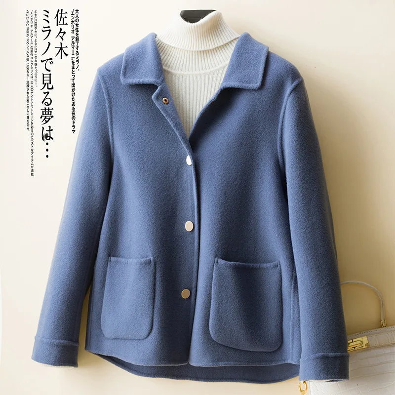 hooded puffer jacket 2021 Autumn Winter Loose-fitting Temperament Commuter Beltless Pure Color Lapel Short Korean Wool Ladies Jacket rab coat womens Coats & Jackets