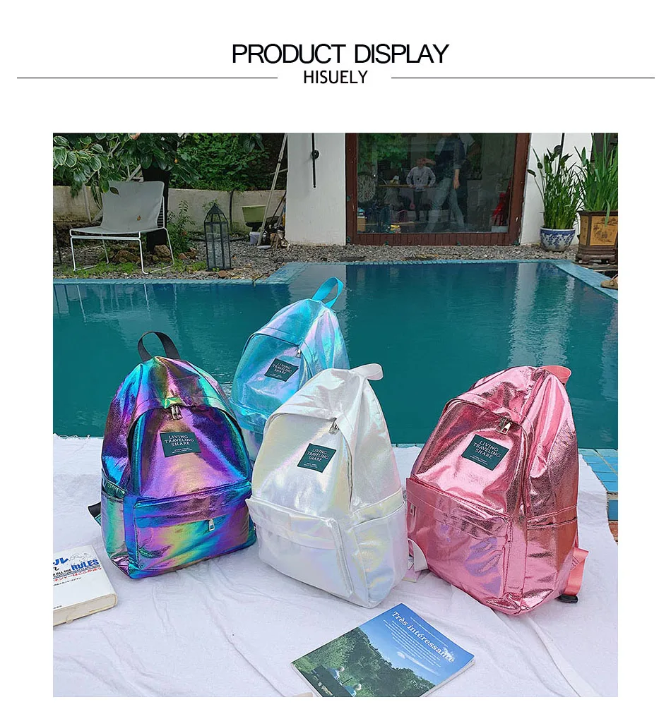 Harajuku hologpaphic женские рюкзаки градиентного цвета школьные сумки для девочек-подростков розовая Водонепроницаемая дорожная сумка рюкзак