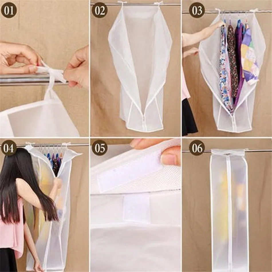 SEAAN Dustproof Cloth Cover Hanging Organizer Storage Waterproof Suit Coat Dust Cover Protector Wardrobe Storage Bag for Clothes