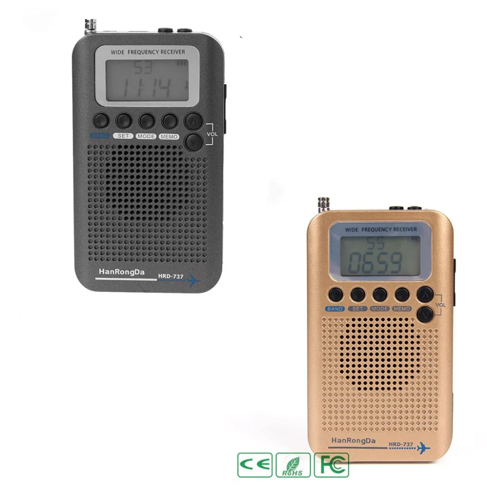 HRD-737 цифровой ЖК-дисплей полный диапазон радио портативный FM/AM/SW/CB/Air/VHF World Band стерео приемник радио с будильником