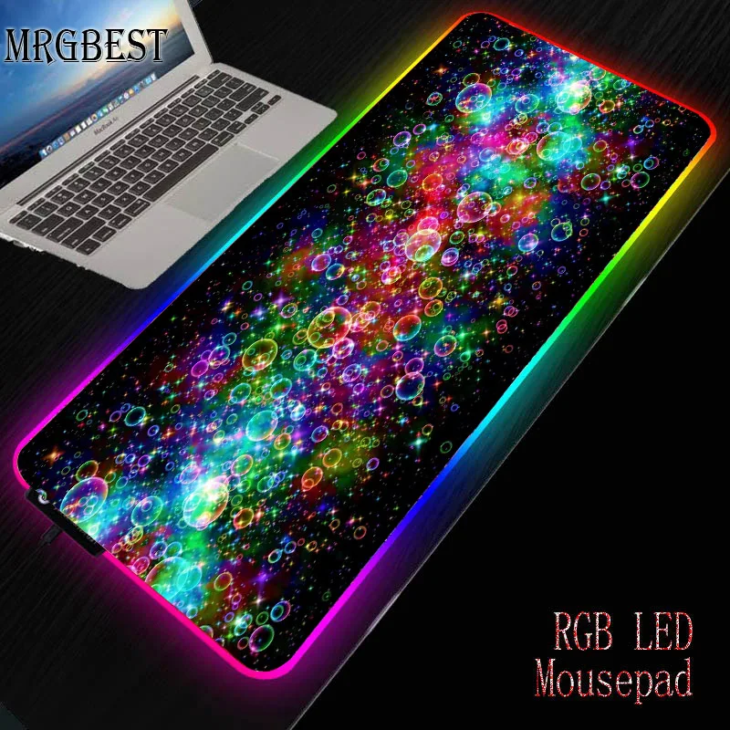 

MRGBEST Xxl Color Bubble Game Computer Mouse Pad RGB Large Game Lockedge Mousepad Large LED Computer Desk Backlit Game Mousemat