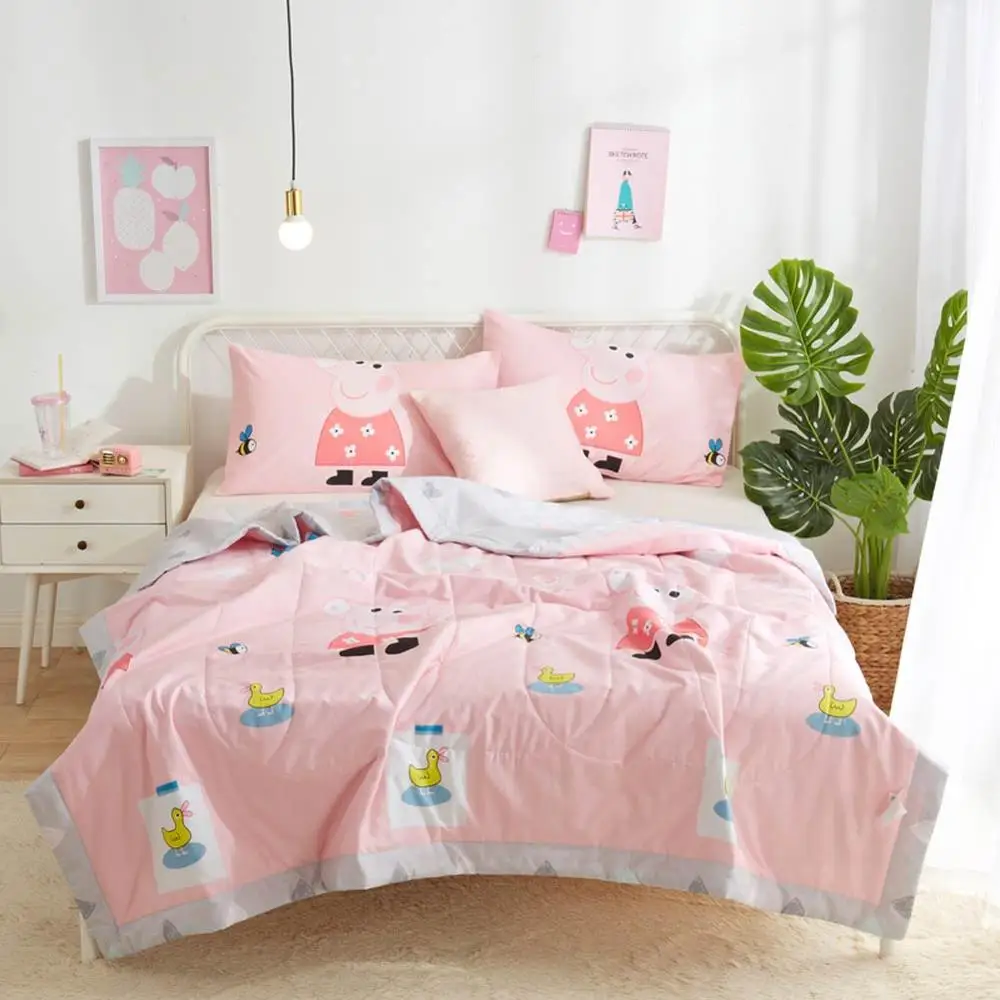 Papa& Mima, розовое стеганое одеяло с цветочным принтом, летнее стеганое одеяло, двухъярусное одеяло размера queen, хлопковое постельное белье, клетчатое покрывало - Цвет: 20191457