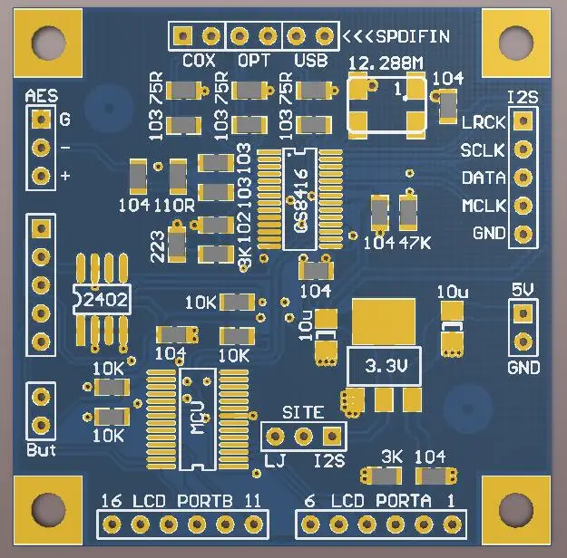 CS8416 Digital Receiver Board SPDIF to I2S Converter LCD Sampling Rate Indicat 