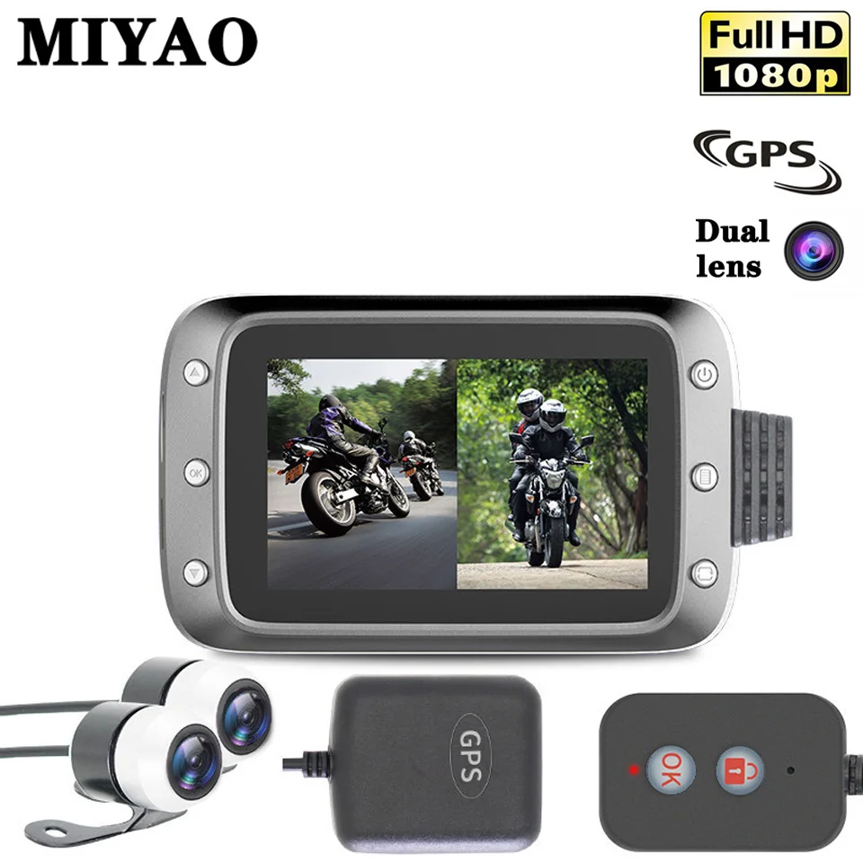 

Motorcycle Recorder with GPS HD 1080P Dual Lens DVR Camera Dash Cam Front Rear Night Vision Video Recorder Motorbike Dash Camera