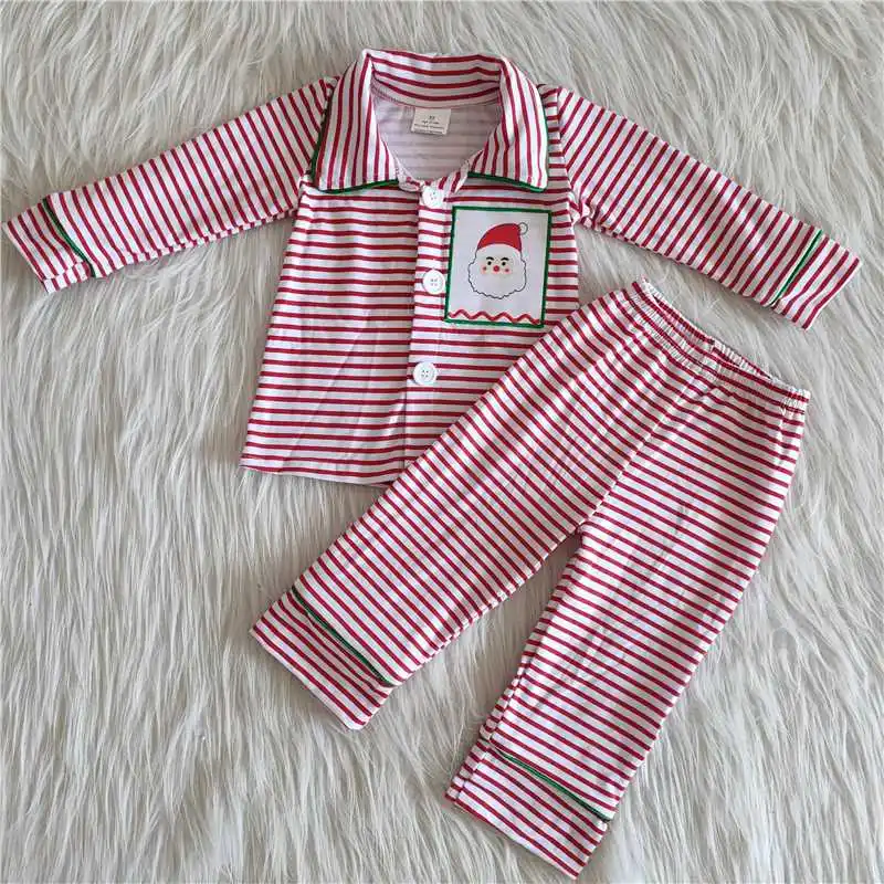 Wholesale Fall Winter Sweatsuits Christmas Children Baby Girl Clothing Pink Santa Pants Sleepwear Set Kid Outfit Toddler Pajamas cute pajama sets	 Sleepwear & Robes