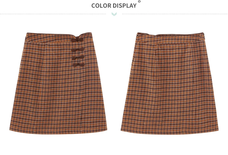 INMAN 2020 Autumn Winter New Arrival Plaid Skirt Literary Zipper A-line Pure Cotton Retro Womens Skirt