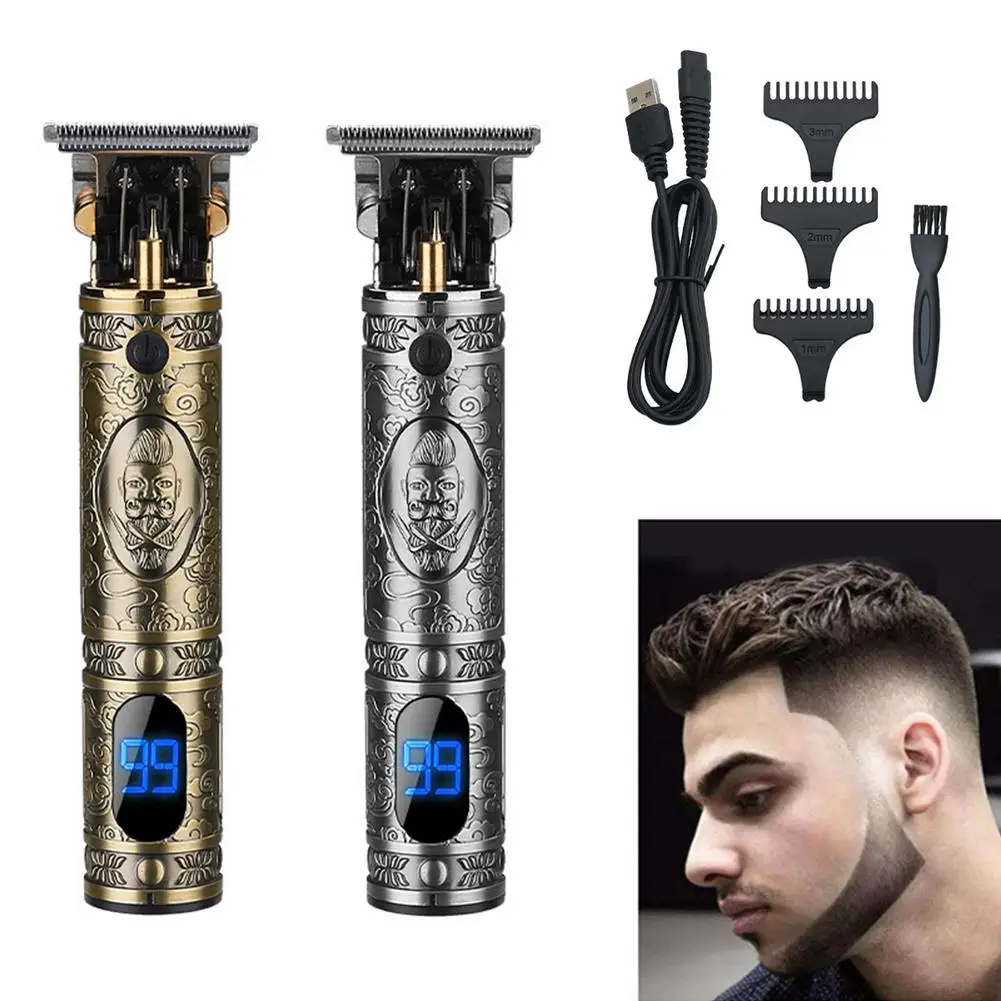 Professional Hairdressing Usb Rechargeable Electric Hair Clippers T-Blade Trimmer LCD Display Male | Красота и здоровье