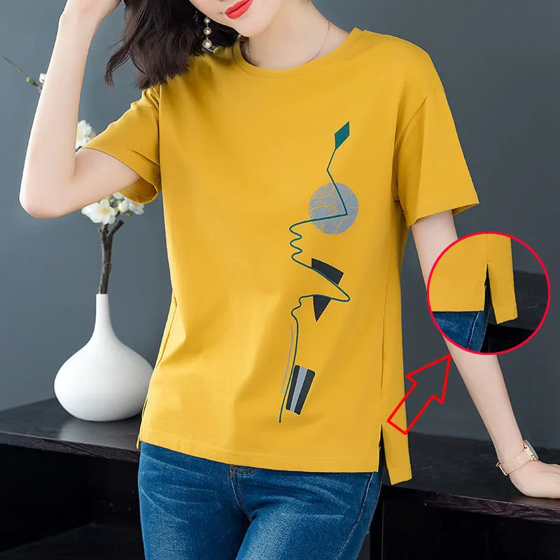 

Cotton T Shirt Woman 2020 New Summer Fashion O Neck Short Sleeve T-shirt female Korean Style hipster tshirt Women Shirts Top
