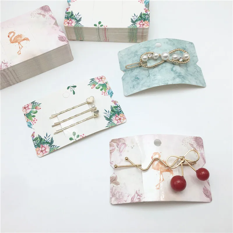 

100Pcs MultiDesign New Arrival Jewelry Package & Display Cards Paper Girl's Hair Clip Cards Paper Hair Ornaments Packing Card