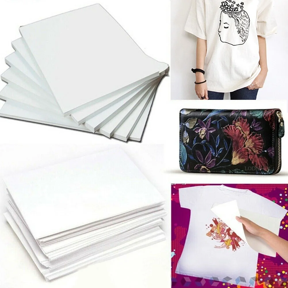 

20 Pcs Ironing Cloth Painting T Shirt DIY A4 Light Fabric Pyrograph Bolster Fast Dry Heat Transfer Paper Practical Image