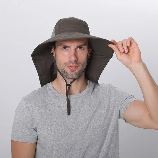 CAMOLAND-sombrero de sol UPF 50 + para hombre y mujer, gorros de cubo  impermeables con solapa de cuello, sombrero de pesca de ala ancha grande  para exteriores, verano - AliExpress