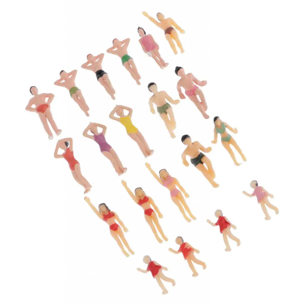 Healifty Figuras de Personas en Miniatura Modelo Traje de Baño de Playa Personas Tema de Playa Tren Personas Personaje para Jardín de Hadas Micro Paisaje Ornamento 20 Piezas 