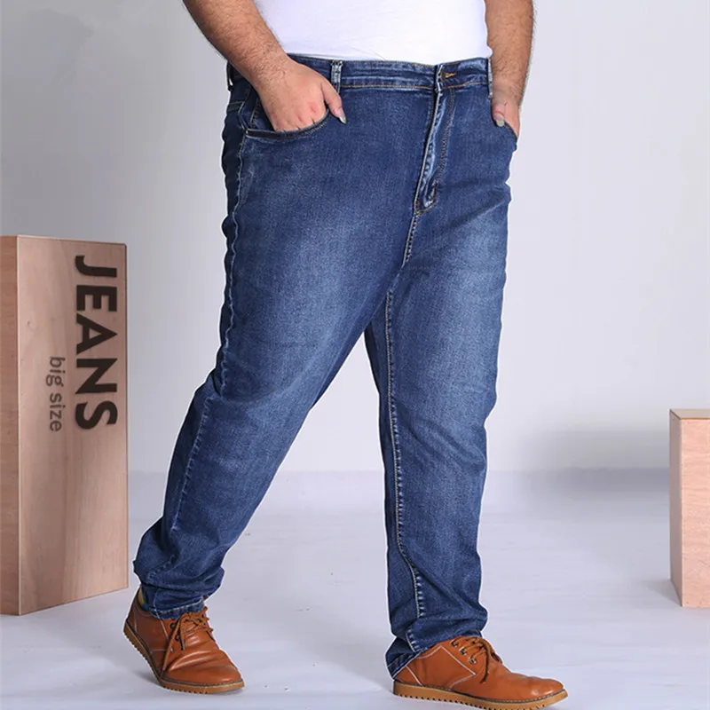 Black Jeans Men Blue Big Large Plus Size 46 48 50 52 150KG Mens Jean Elastic High Waist Man Loose Straight Denim Pants Trousers Black Jeans Men Blue Big Large Plus Size 46 48 50 52 150KG Mens Jean Elastic High Waist Man Loose Straight Denim Pants Trousers