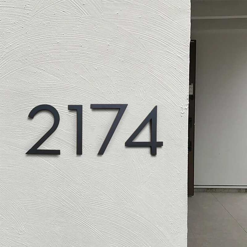 1pc 152mm Floating House Number Outdoor 6 inch Black Aluminum Alloy Apartment Door Number Mailbox Address Sign #0-9 With Screws house number signs,door signs,house numbers,number plate