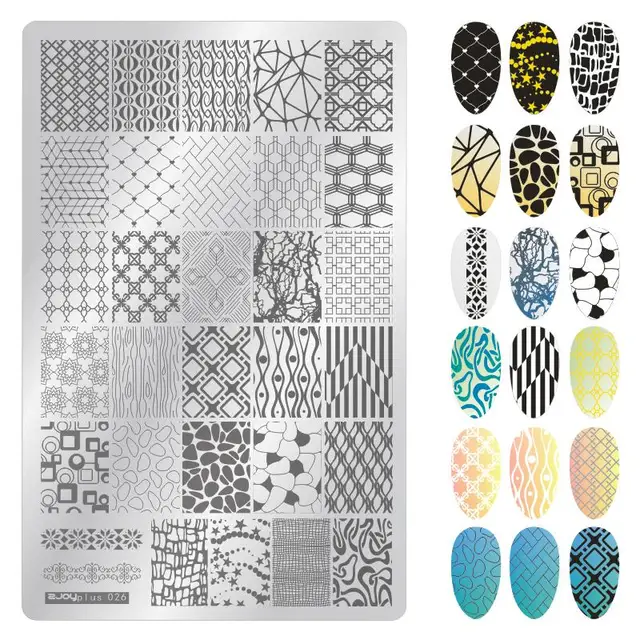 Big Size 9.5*14.5cm Nail Stamping Plates Flower/geometric shaped nail art template for DIY nail art decoration plate tools PLUS26