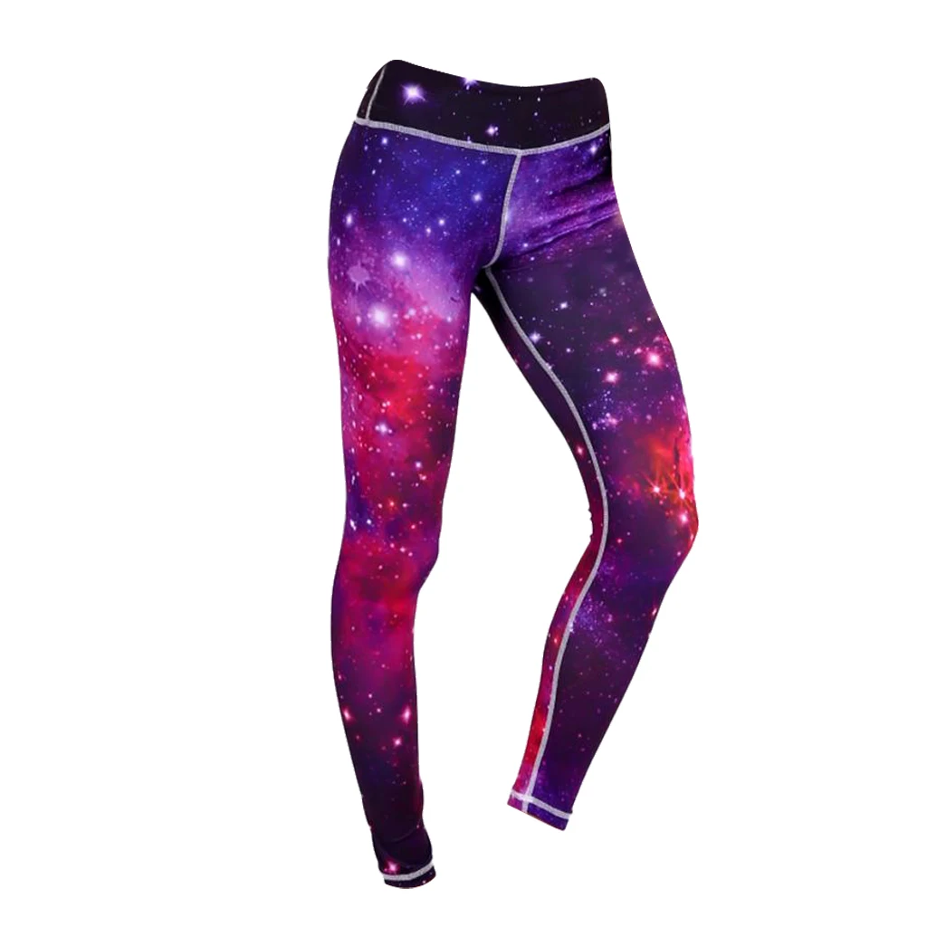 Women's High Waist Galaxy Space Star Print Yoga Pants Tights Stretchy Pilates Workout Sport Yoga Leggings Activewear