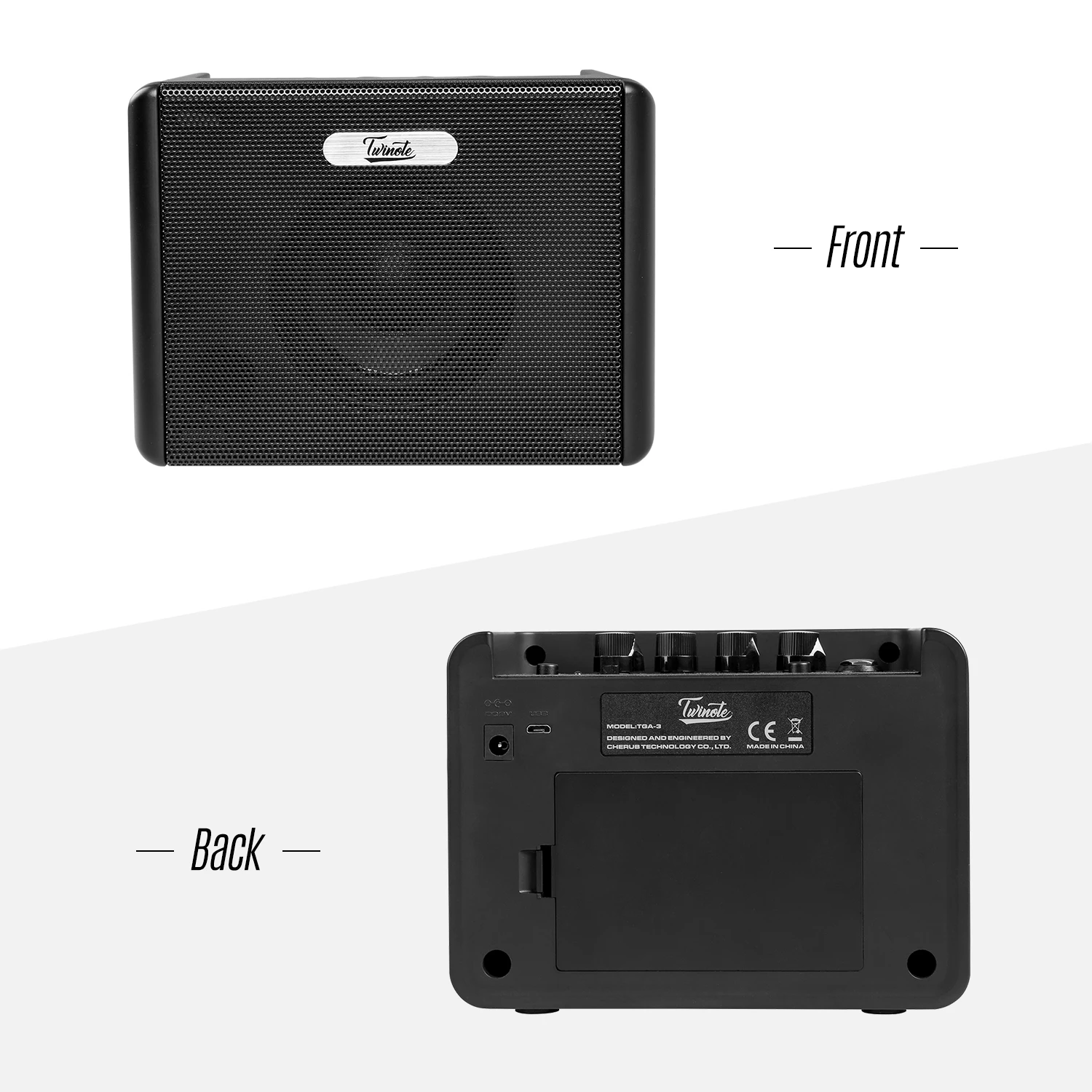 Twinote TGA 3 Mini Desktop Guitar Amplifier 3 2W Amp Built in Distortion Delay Effects with 3 5mm Headphone Output Aux In