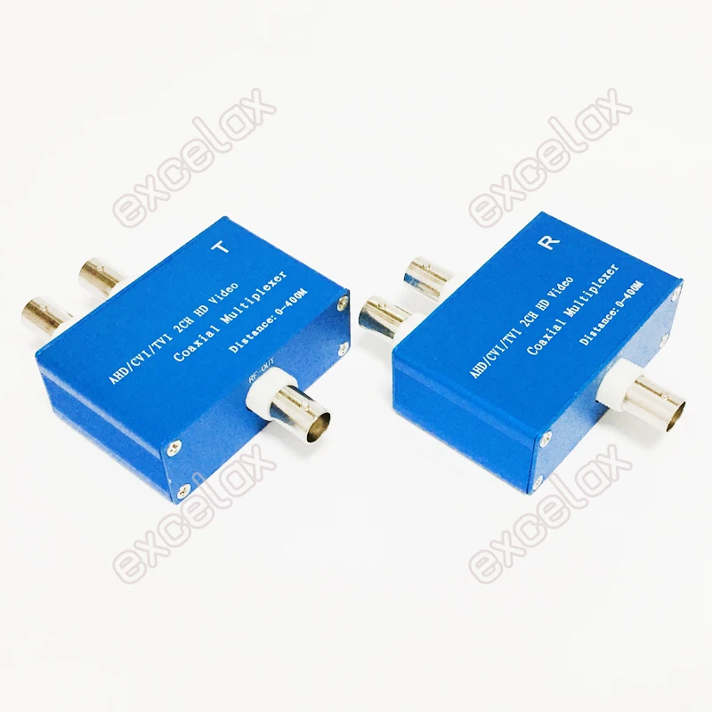2 Channel 3MP 2MP 1080P HD AHD CVI TVI CVBS Coax Video Signal Multiplexer 2CH Transmitter & Receiver Coaxial Cable Distance 400m