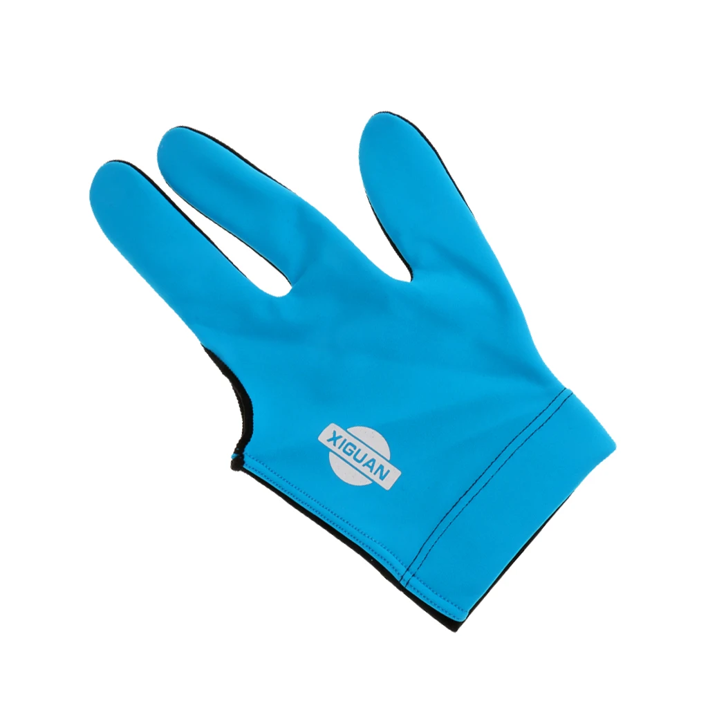 Left Hand 3 Finger Stretchy Pool Snooker Cue Billiard Shooters Glove -Blue