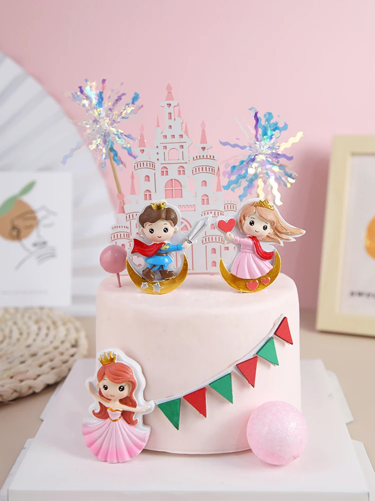 Castle Cake Topper - Princess Birthday & Baby Shower Decorations - Glitter Party Supplies