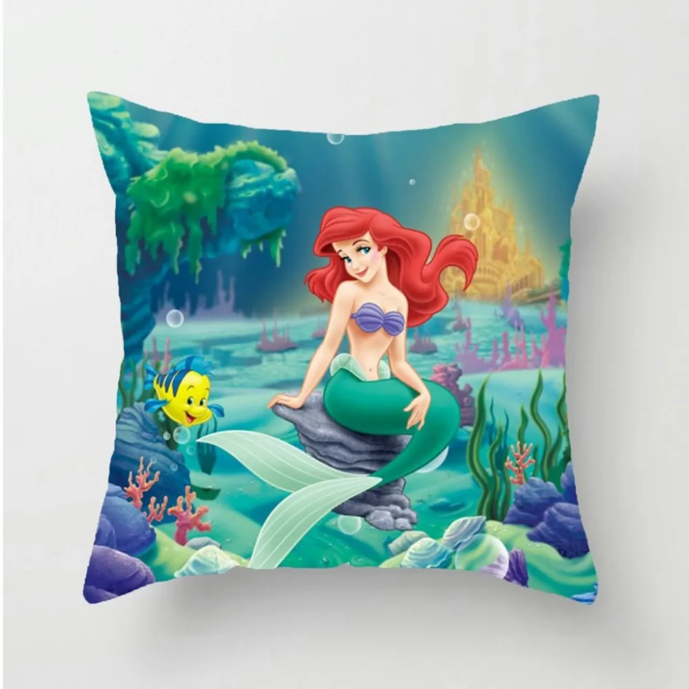 Mejor precio Disney sirena Ariel 3D impreso 1 Uds cojín de silla de coche sofá tiro funda de almohada de navidad regalo chicas X6MNeGdxKRD