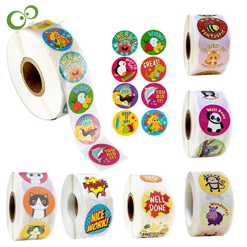Reward Stickers 500pcs/roll Encouragement Stickers for Kids Motivational with Cute Animals for Students Teachers GYH reward stickers