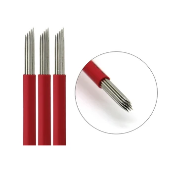 

100Pcs Bevel 19 Pin Round Permanent Makeup Eyebrow Tatoo Blade Microblading Needles For 3D Embroidery Manual Tattoo Pen Machine