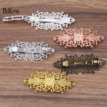 

BoYuTe (5 Pieces/Lot) 35*87MM Metal Filigree Flower Hair Clips Spring Clip Hand Made Diy Hair Accessories Wholesale