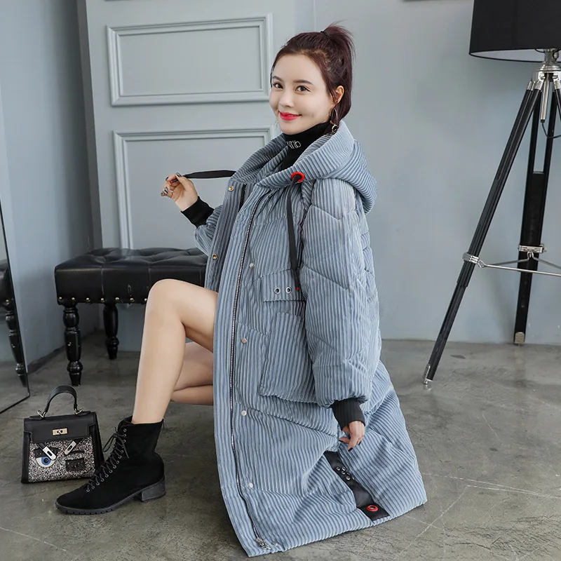 

2019 Winter New Style Cotton Coat Women's Mid-length Fashion Corduroy Bread Cotton Coat