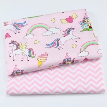 

Pink Unicorn 100% Cotton Printed Twill Fabric, Patchwork Cloth Sewing Quilting Bed Sheet Fat Quarters Material For Baby&Child
