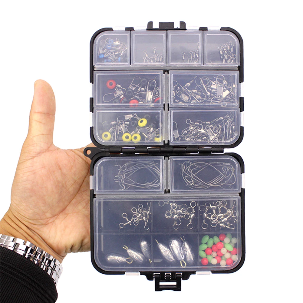 

160PCS Fishing Accessories Set Jig Hooks Sinker Swivel Bead Fish Terminal Tackle