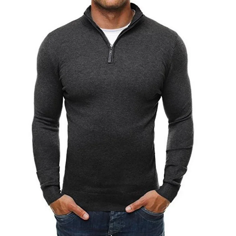 Осенний мужской свитер, пуловеры, повседневный Зимний вязаный свитер, модный свитер на молнии с v-образным вырезом, джемпер, тонкая мужская вязаная одежда