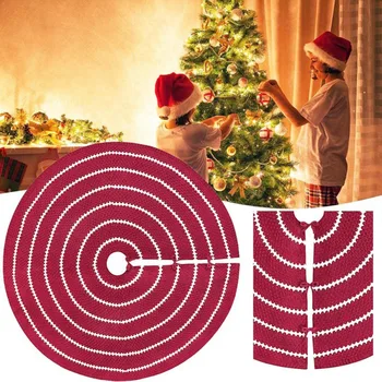 

2020 Knitted Christmas Tree Skirts withTie Ropes Round Tree Carpet Xmas Decor For Home Floor Mat New Year Xmas New.