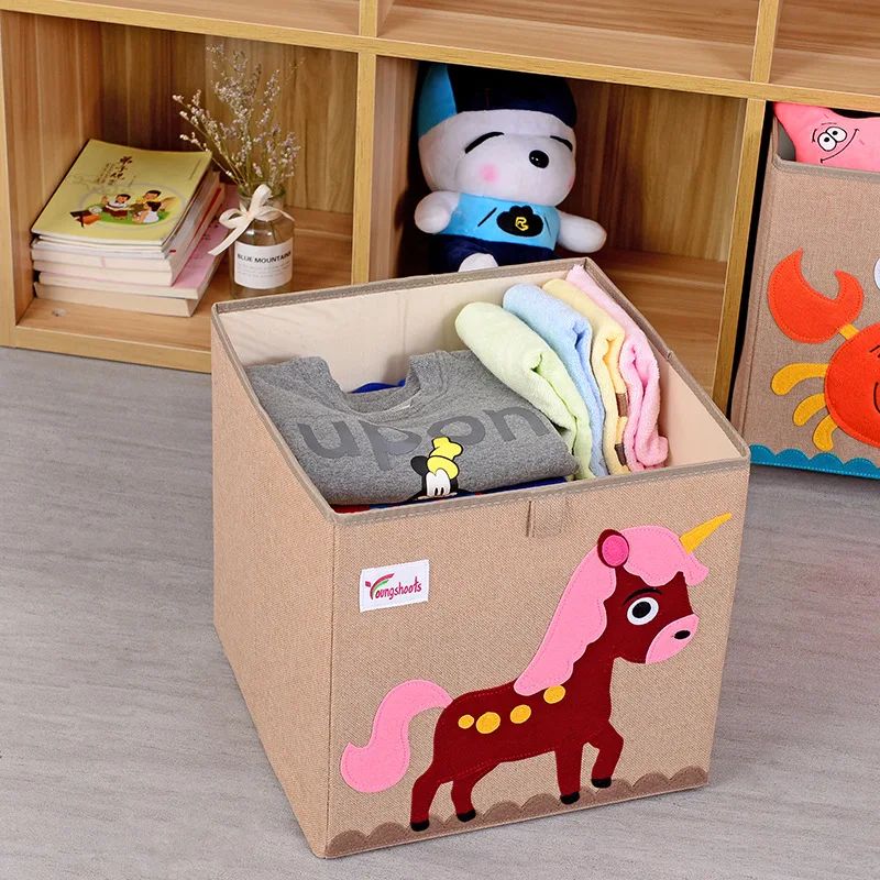 3D куб животный узор складной ящик для хранения и игрушки одежда органайзеры белье корзина для белья для ребенка подарок 33*33*33 см комплект-топ коробка - Цвет: 7