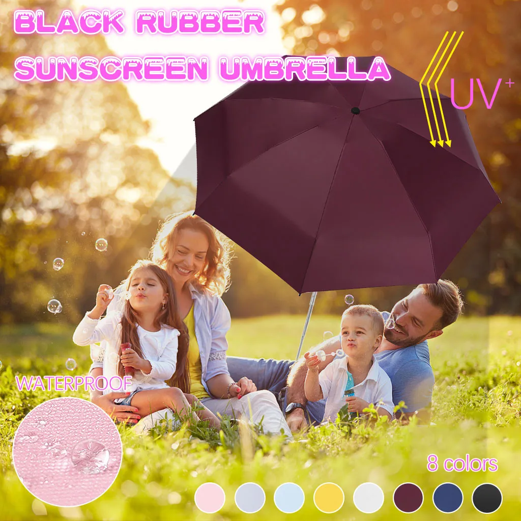

Flat Lightweight UV Umbrella Folding Pure Color Mini Umbrella 8 Bone 50% Off Black Glue Sunscreen Anti-UV Umbrella  40*
