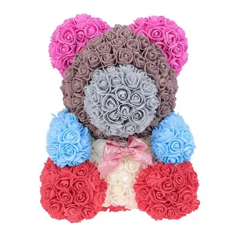 

40cm Simulation Flower Bouquet Foam Rose Bear Rose Flower Decoration DIY Present Valentines Day Gift for Wedding Anniversary