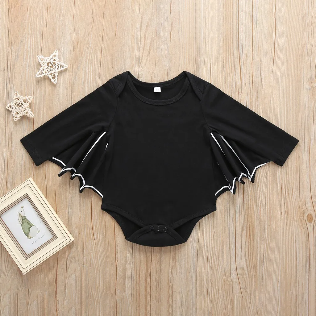 Холлоуин летучая мышь новорожденных мальчиков комплект BClothes новорожденных мальчиков девочек Хэллоуин косплей костюм комбинезон шляпа наряды комплект