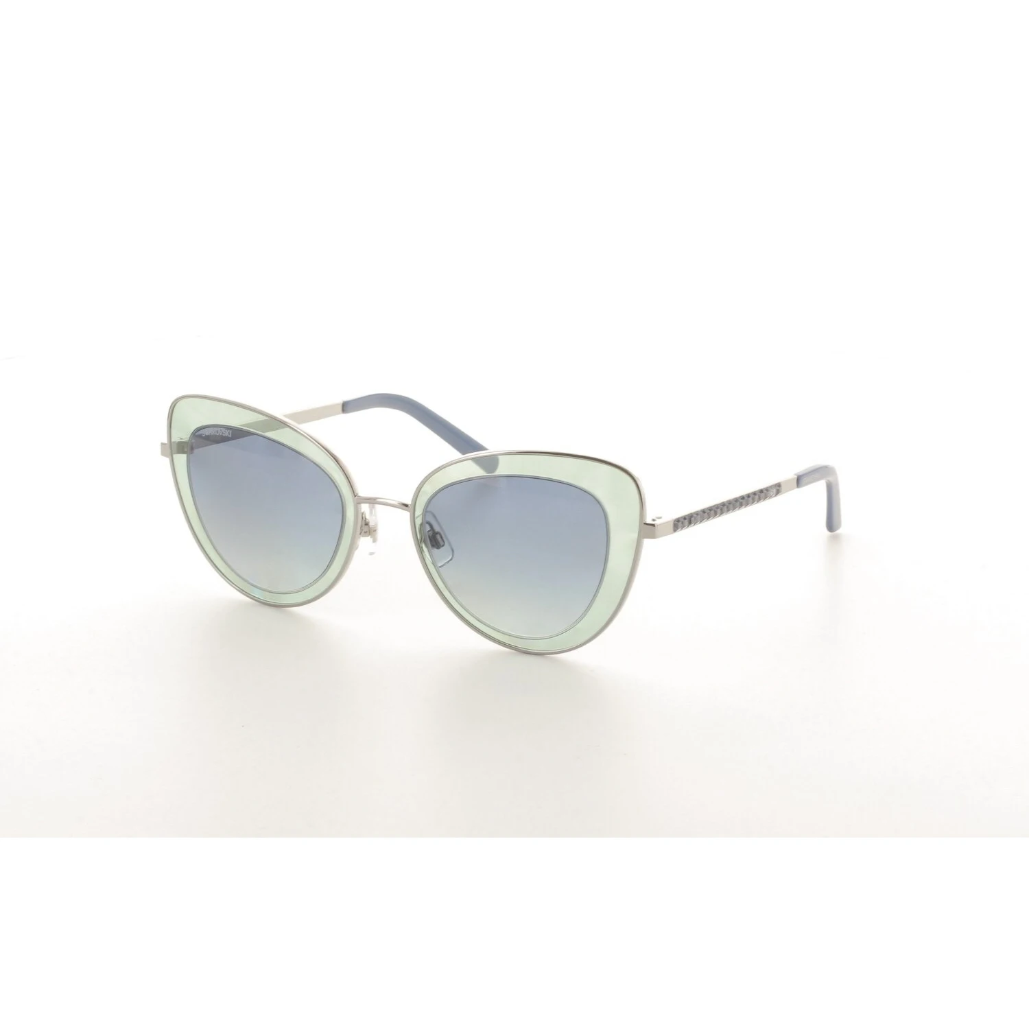 

Women's sunglasses swr 0144 14w metal silver polycarbonate butterfly cat eye 51-23-135 swarovski