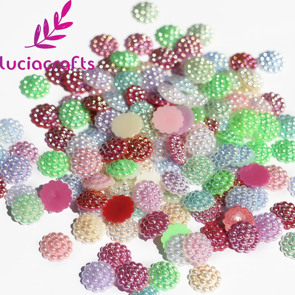 Lucia Crafts 13 мм Цветок из искусственного жемчуга с плоским основанием Свадебные