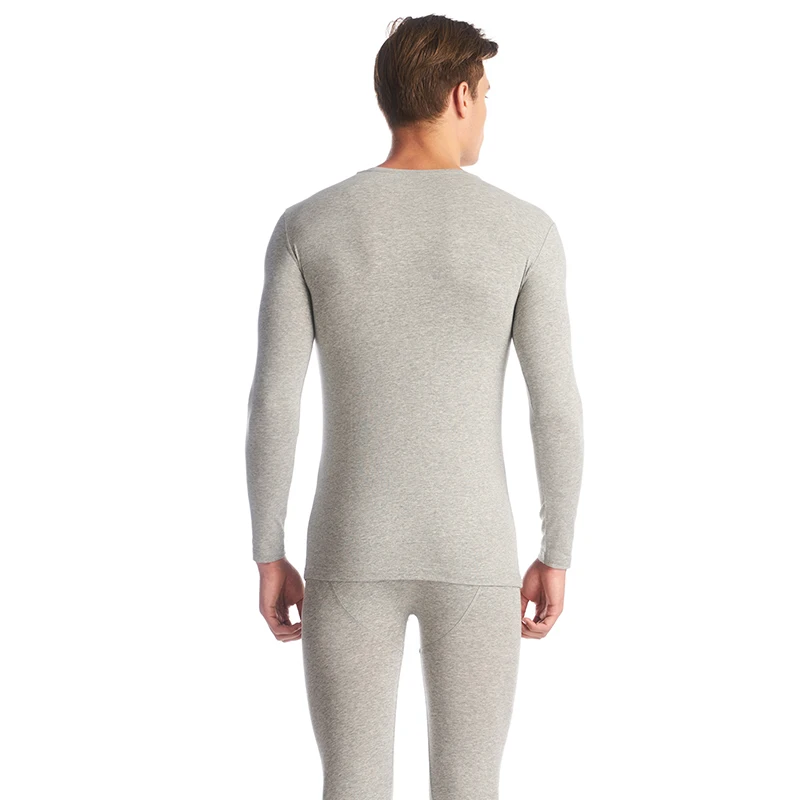 THREEGUN Lycra Cotton Long Johns Мужская круглая шея Термическое нижнее белье Дышащая зимняя