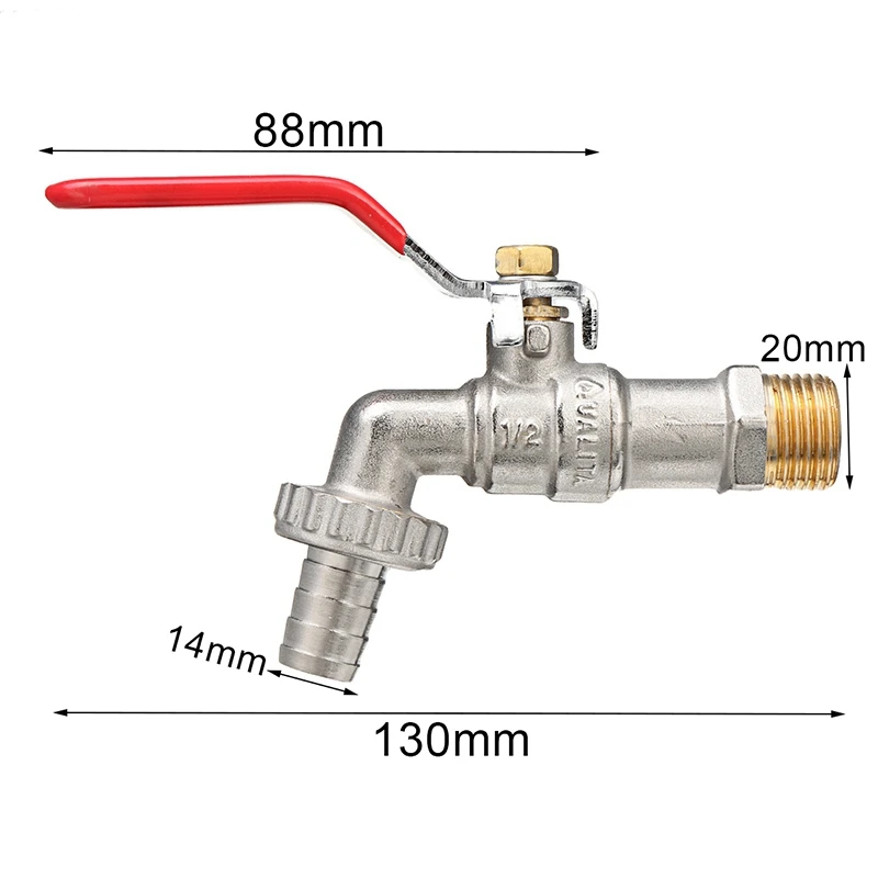 Outside Garden Tap Faucet Easy Quarter Turn Off/ On 1/2 Inch Lever Home Garden Water Supply Manual Long Handle Faucet Durable