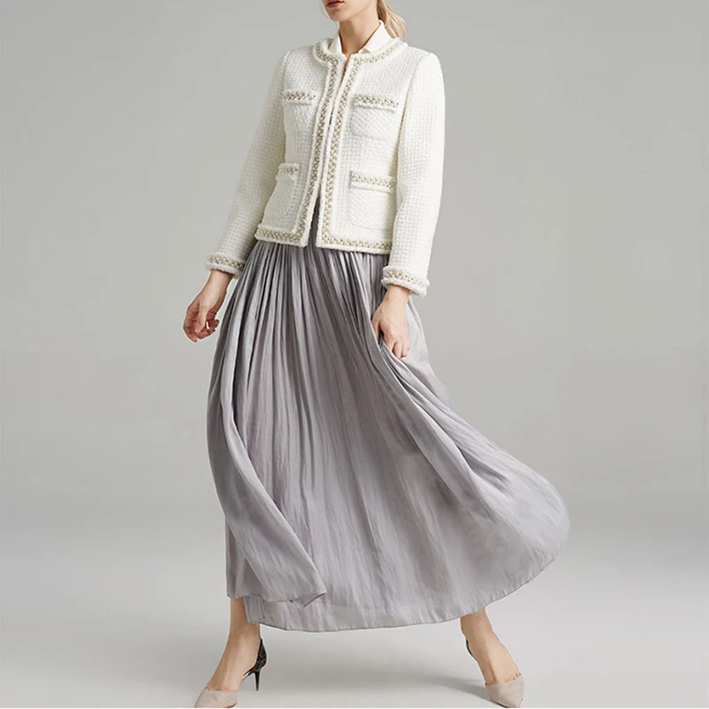 

EXCELLENT Newest 2019 Fall Winter Designer Coat Women's Tassel Tweed Jacket