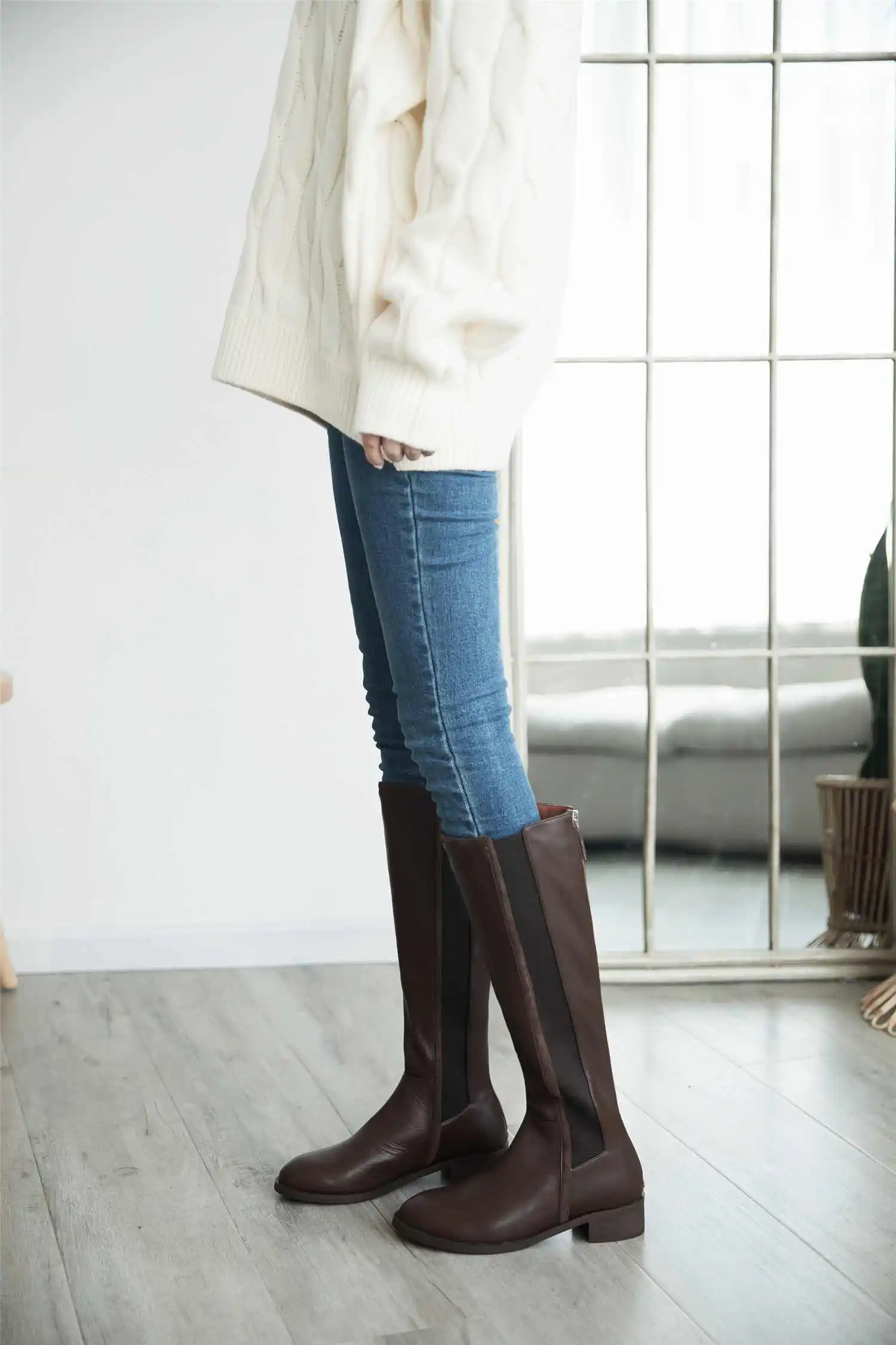 Botas mujer; обувь на высоком каблуке; женские сапоги для верховой езды; винтажные рыцарские сапоги из коровьей кожи; сохраняющие тепло высокие сапоги на молнии для зрелых женщин