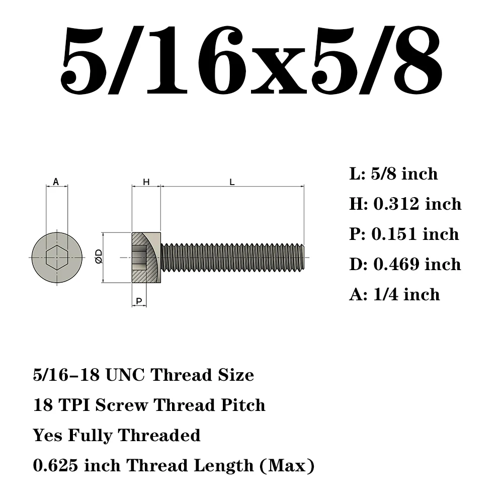 25Pcs Fullerkreg 5/16-18x5/" 1/2" 7/" 3/4" " Нержавеющая сталь 304 UNC резьба с шестигранной головкой - Цвет: 25Pcs