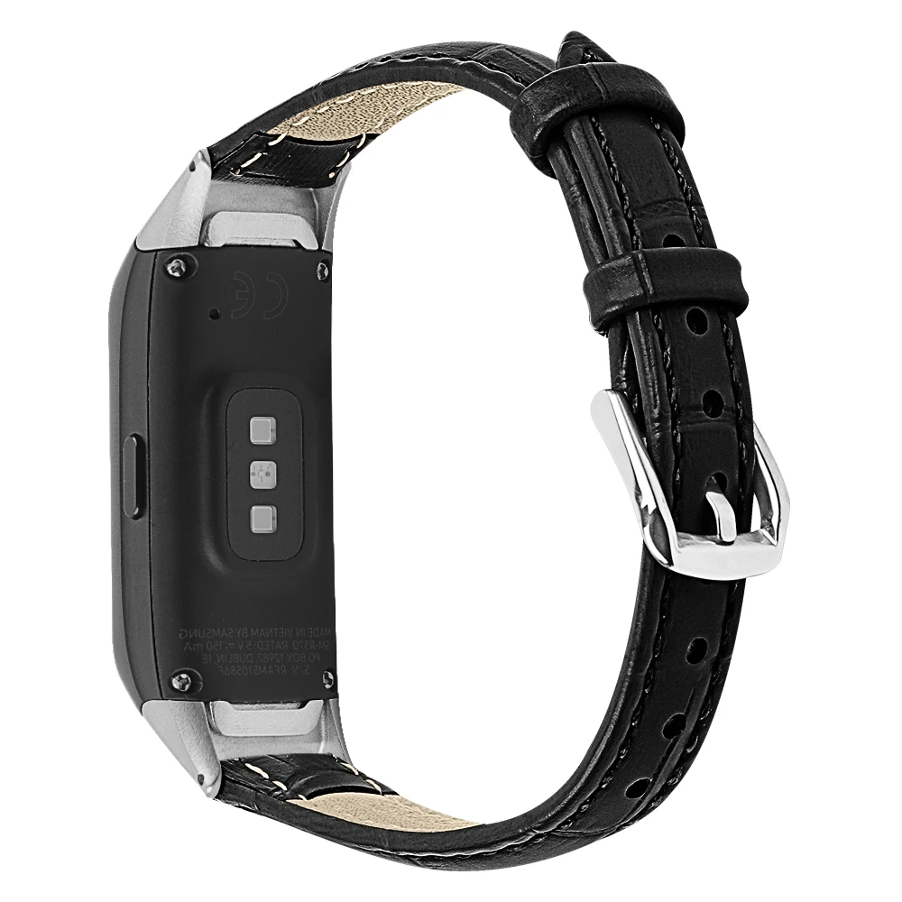 Кожаный ремешок для часов для samsung Galaxy Fit SM-R370 Смарт-часы браслет на запястье модный сменный ремешок Correa - Цвет: Black