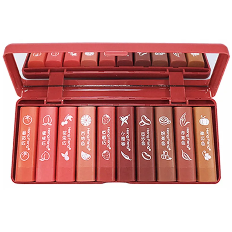 

HF 10pcs/box Women Moisturizing Lipstick Set box Long Lasting Waterproof Nude Lipstick Multicolorful Beauty Lip Stick Sexy Color