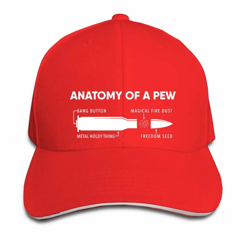 anatomy of a pew bullet funny gift Baseball cap men women Trucker Hats fashion adjustable cap - Цвет: 2-Red