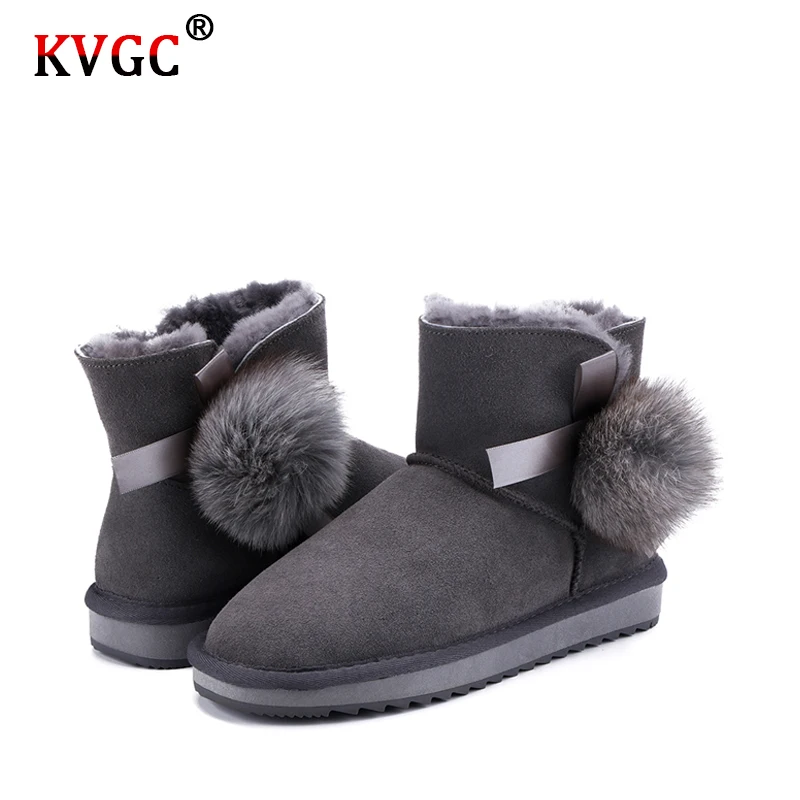 Высококачественные модные женские зимние ботинки KVGC из воловьей кожи с меховой